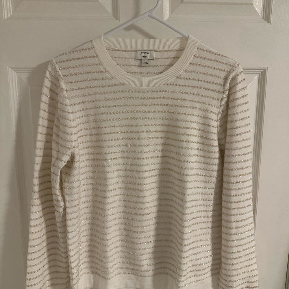 J. Crew Women's Sweater in Cream with Gold Accents